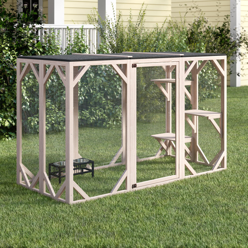 TRIXIE Outdoor Catio Cat Enclosure with Roof Large Cat Playpen with Platforms Cat House Cat Cage Run Reviews Wayfair